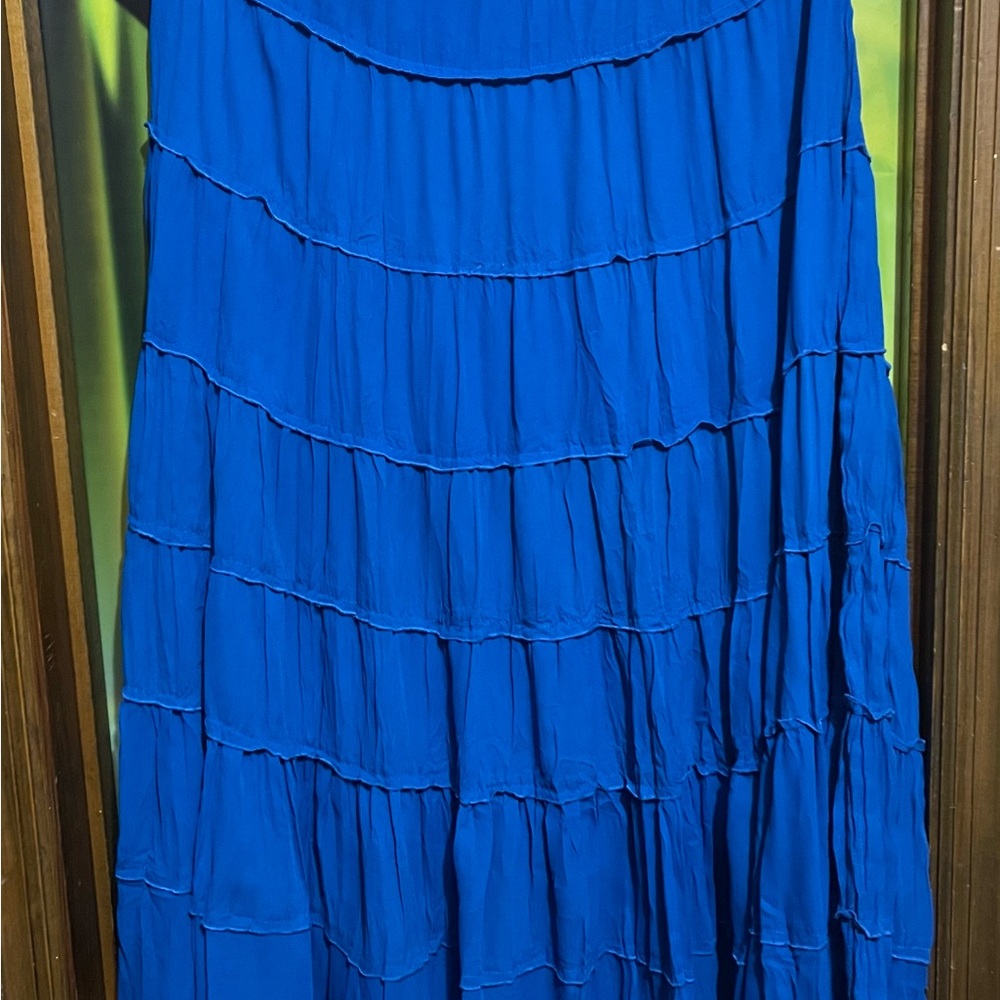 Chic Royal Blue Tiered Maxi Skirt
